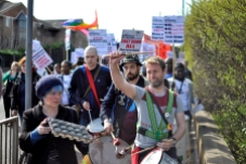 Protesters outside Harmondsworth and Colnbrook detention centres in April [Simon Hooper]